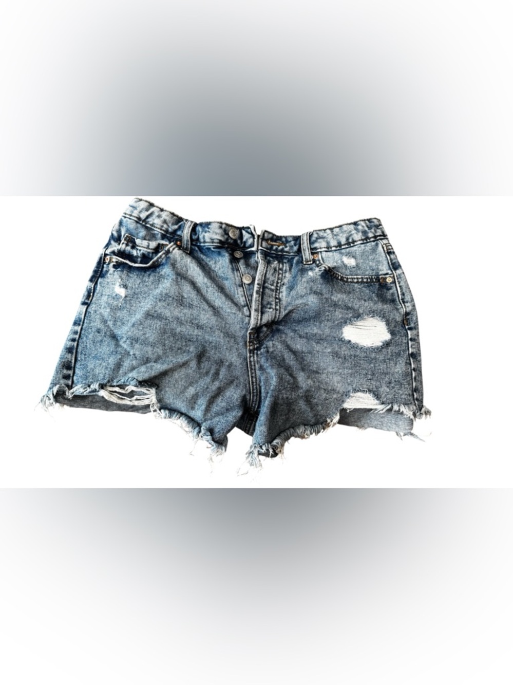 Wild Fable Distressed Denim Shorts High Rise Frayed Hem - Picture 3 of 5